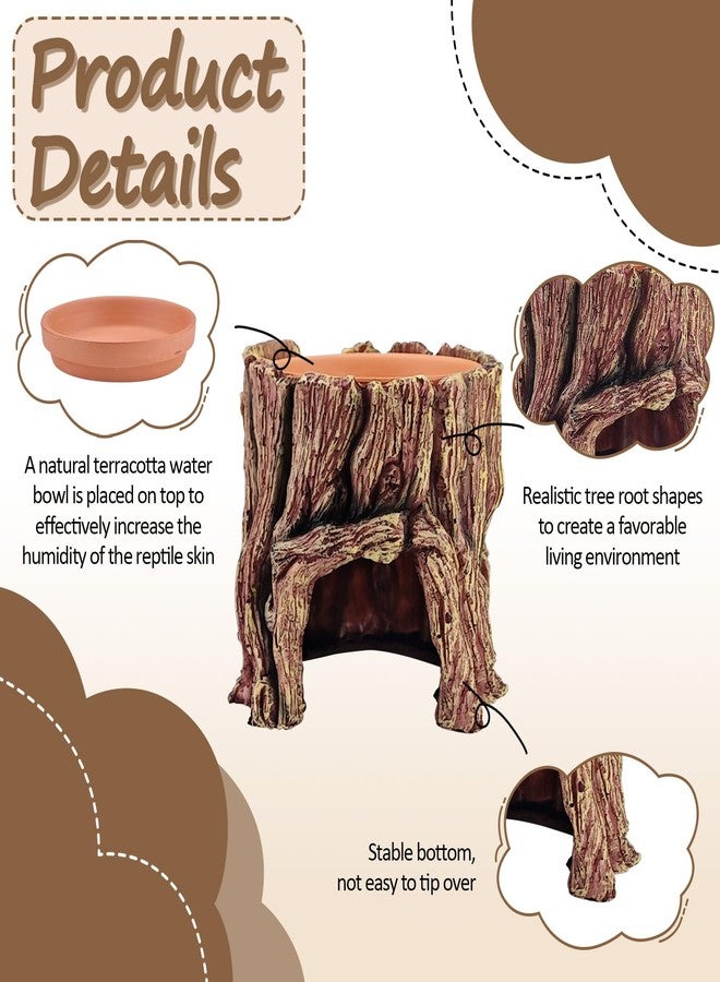 ACOSIY Reptile Hide Cave, 2 in 1 Reptile Humid Hide with Detachable Clay Water Basin, Resin Terrarium Decorations for Leopard Gecko, Crested Gecko, Lizard, Snake, Crabs - Image 3